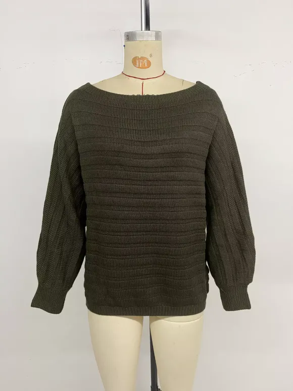 Pull en maille à manches longues et épaules dénudées coupe ample pour femme (collection 2026)