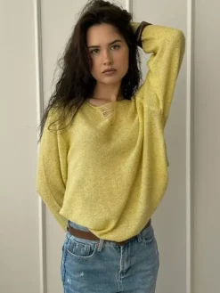 Pull en maille effet usé avec paillettes pour femme (2026)