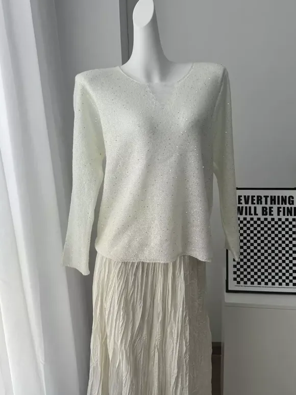 Pull en maille effet usé avec paillettes pour femme (2026)