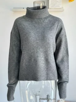 Pull en tricot uni à col bénitier pour femme (2026)