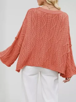 Pull oversize à torsades et épaules tombantes pour femme 2026