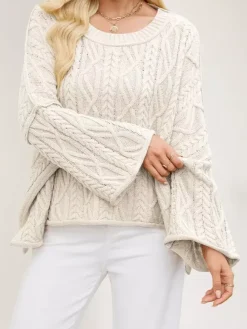Pull oversize à torsades et épaules tombantes pour femme 2026
