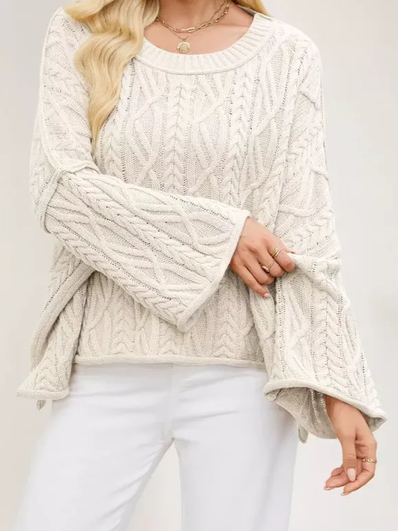 Pull oversize à torsades et épaules tombantes pour femme 2026
