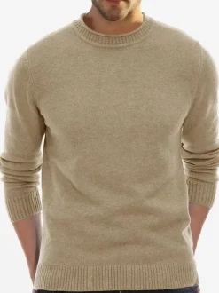 Pulls Homme Cardigan Maille Col Rond Automne Blanc Kaki