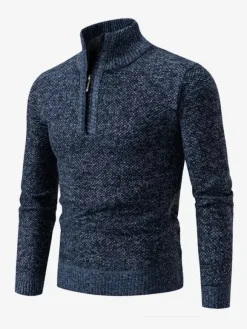 Pulls Homme Maille Col Montant Zipper Confortable Chaud Hiver