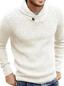 Pulls pour hommes Pulls pour hommes Tricots Col haut Hiver Blanc Noir