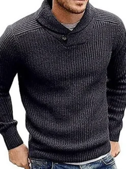 Pulls pour hommes Pulls pour hommes Tricots Col haut Hiver Blanc Noir