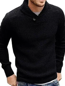 Pulls pour hommes Pulls pour hommes Tricots Col haut Hiver Blanc Noir