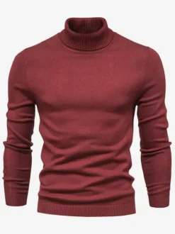 Pulls Homme Cardigan Homme Tricot Col Haut Hiver Manches Longues