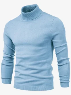 Pulls Homme Cardigan Homme Tricot Col Haut Hiver Manches Longues