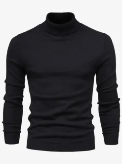 Pulls Homme Cardigan Homme Tricot Col Haut Hiver Manches Longues