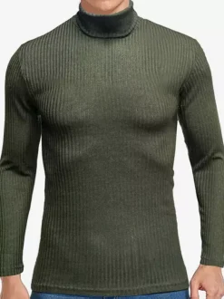 Pulls Homme Cardigan Tricot Col Haut Automne Blanc Hunter Green