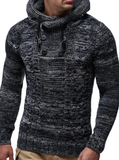 Pulls Homme Pull Homme Tricot Capuche Hiver kaki Gris