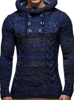 Pulls Homme Pull Homme Tricot Capuche Hiver kaki Gris