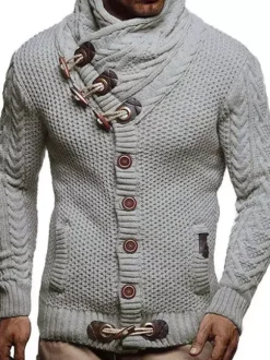 Pulls pour hommes Pulls pour hommes Col haut Hiver Gris Foncé Blanc