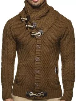 Pulls pour hommes Pulls pour hommes Col haut Hiver Gris Foncé Blanc