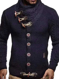 Pulls pour hommes Pulls pour hommes Col haut Hiver Gris Foncé Blanc