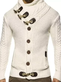 Pulls pour hommes Pulls pour hommes Col haut Hiver Gris Foncé Blanc
