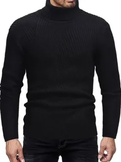 Pulls pour hommes Pulls pour hommes Col montant Hiver Gris Blanc