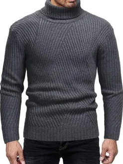 Pulls pour hommes Pulls pour hommes Col montant Hiver Gris Blanc