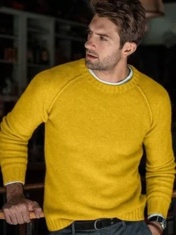 Pulls pour hommes Pulls pour hommes Bijou Col d'hiver Jaune Noir