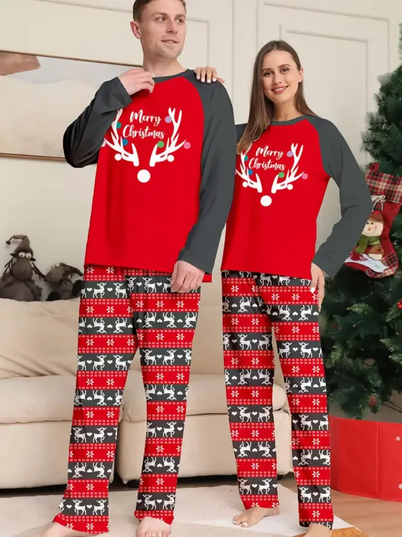 Pyjama familial assorti col rond manches longues pyjama de noël pour enfants et adultes