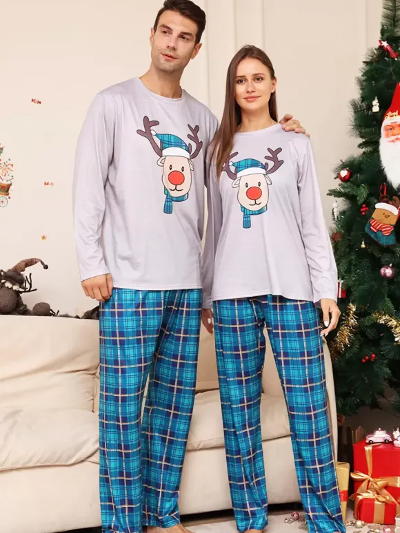 Pyjama Familial Noël Ensemble Manches Longues Enfants Adultes