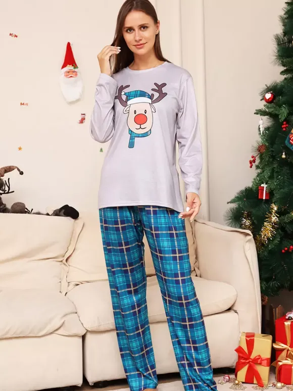 Pyjama Familial Noël Ensemble Manches Longues Enfants Adultes