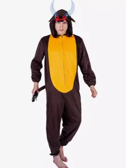Pyjama Kigurumi Onesie Animal Adulte Costumes Combinaison Polyester Marron Foncé Adulte