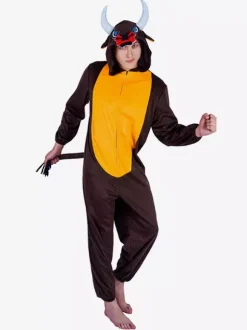 Pyjama Kigurumi Onesie Animal Adulte Costumes Combinaison Polyester Marron Foncé Adulte
