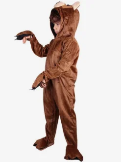 Pyjama Kigurumi Onesie Enfants Cadeaux Noël Costume De Pyjama Ours Brun Café En Polyester