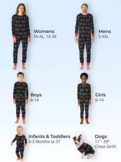 Pyjamas assortis pour toute la famille imprimé chaussettes de Noël noires et rouges et lumières collection 2026