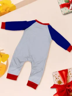 Pyjamas de Noël bleu marine à motif bonhomme de neige et bordure rouge collection 2026