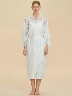 Pyjamas vêtements de nuit peignoirs en dentelle blanche lingerie d'intérieur