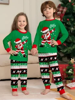 Pyjamas de Noël assortis pour toute la famille motif Père Noël dab noir et rouge collection 2026