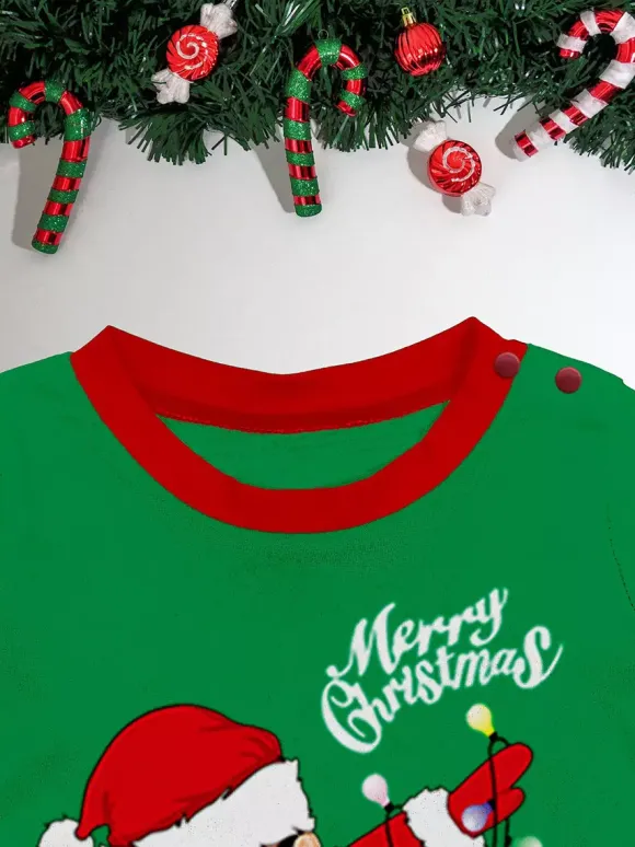 Pyjamas de Noël assortis pour toute la famille motif Père Noël dab noir et rouge collection 2026