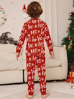 Pyjamas de Noël assortis pour toute la famille imprimé Père Noël rouge « Ho Ho Ho » collection 2026