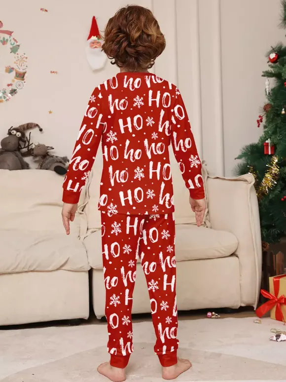 Pyjamas de Noël assortis pour toute la famille imprimé Père Noël rouge « Ho Ho Ho » collection 2026