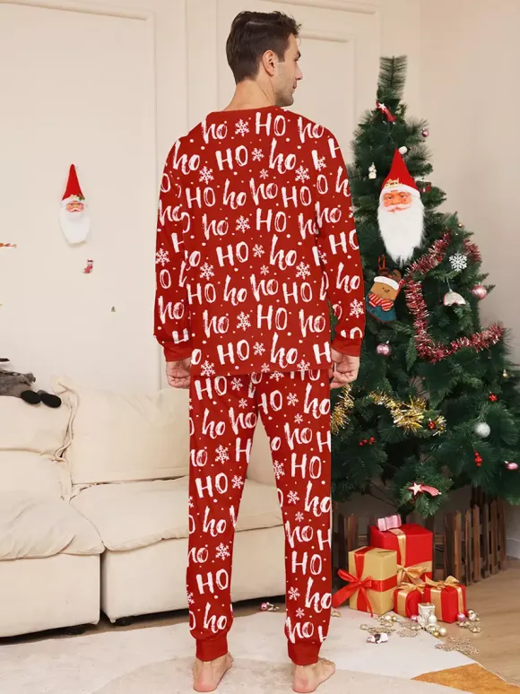 Pyjamas de Noël assortis pour toute la famille imprimé Père Noël rouge « Ho Ho Ho » collection 2026