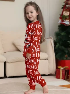 Pyjamas de Noël assortis pour toute la famille imprimé Père Noël rouge « Ho Ho Ho » collection 2026