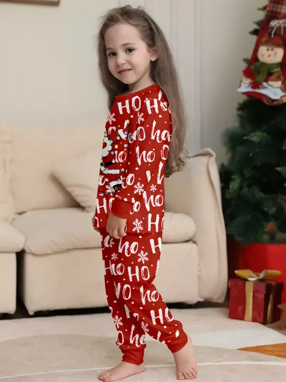 Pyjamas de Noël assortis pour toute la famille imprimé Père Noël rouge « Ho Ho Ho » collection 2026