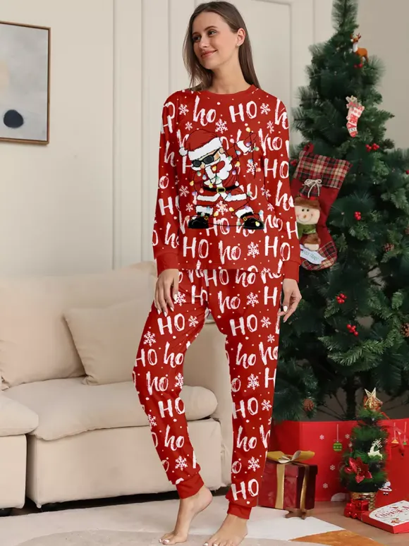 Pyjamas de Noël assortis pour toute la famille imprimé Père Noël rouge « Ho Ho Ho » collection 2026