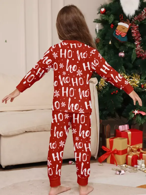Pyjamas de Noël assortis pour toute la famille imprimé Père Noël rouge « Ho Ho Ho » collection 2026