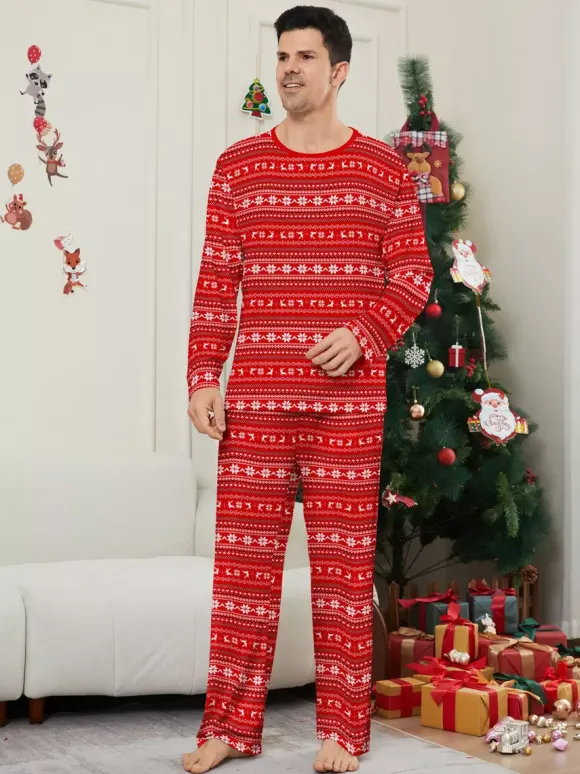 Pyjamas de Noël assortis pour toute la famille motif Fair Isle rouge et blanc collection 2026