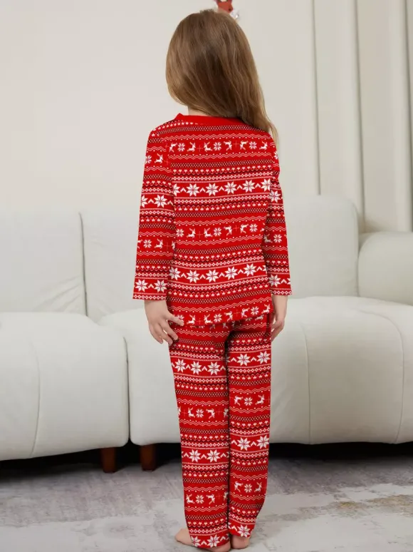 Pyjamas de Noël assortis pour toute la famille motif Fair Isle rouge et blanc collection 2026