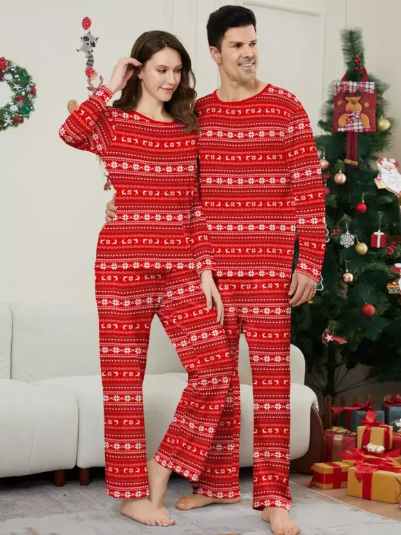 Pyjamas de Noël assortis pour toute la famille motif Fair Isle rouge et blanc collection 2026