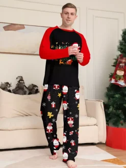 Pyjamas de Noël assortis pour toute la famille imprimé Père Noël vêtements de nuit pour femmes 2026