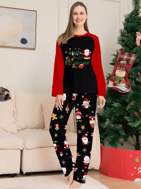 Pyjamas de Noël assortis pour toute la famille imprimé Père Noël vêtements de nuit pour femmes 2026