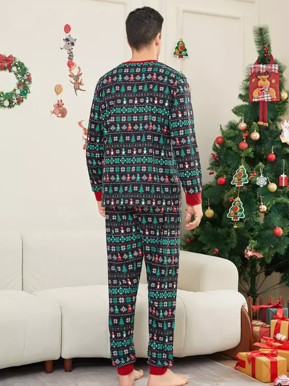 Pyjamas de Noël familiaux Fair Isle noirs et verts 2026