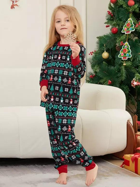 Pyjamas de Noël familiaux Fair Isle noirs et verts 2026